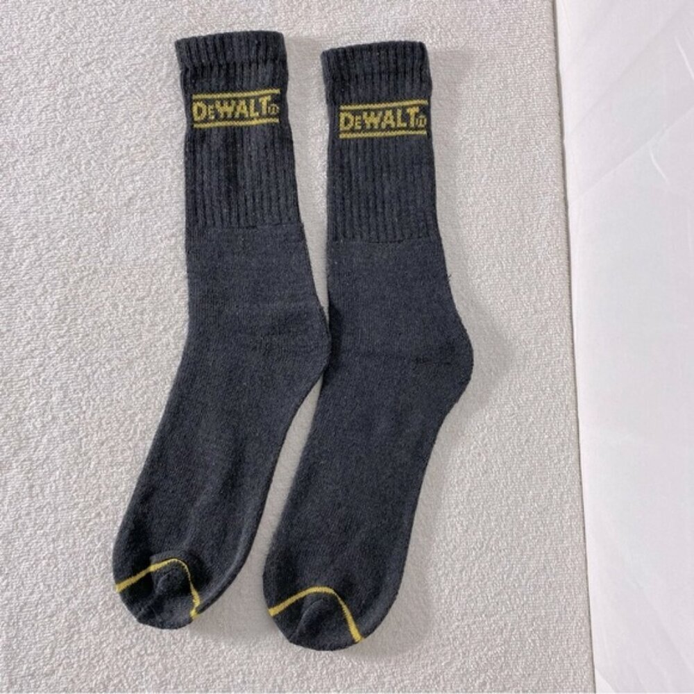 5/$25 Dewalt Dark Grey With Yellow Stripe And Logo Tube Socks